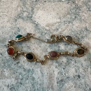 Sarah Coventry Semi- Precious Gemstone Scarab Bracelet